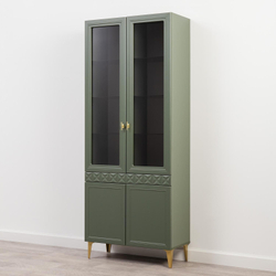 Марион шкаф-витрина 16.397.02 Дымчатый зеленый / Олива шагрень