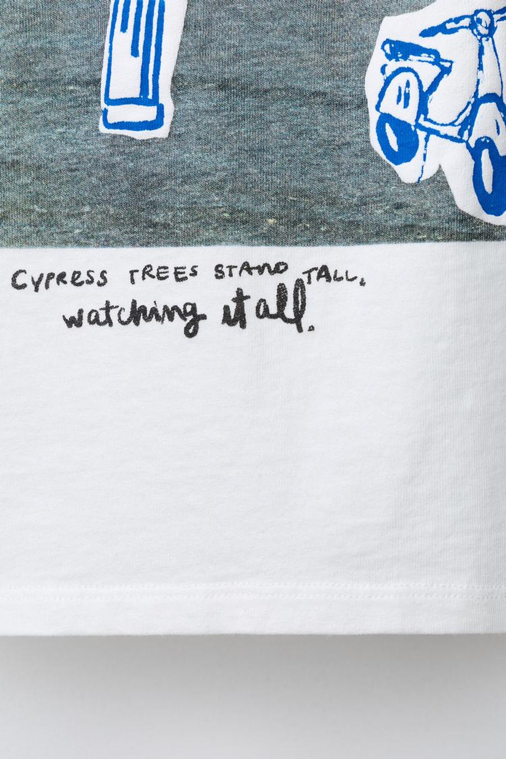 ZARA ФУТБОЛКА С ПРИНТОМ, ЖЕЛТОВАТО-БЕЛЫЙ