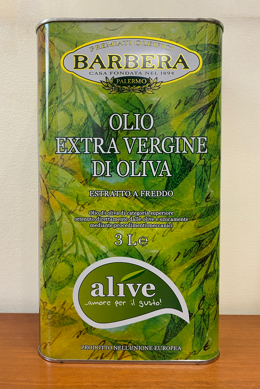 Оливковое масло BARBERA Alive Extra Virgin 3 литра в жестяной канистре Италия