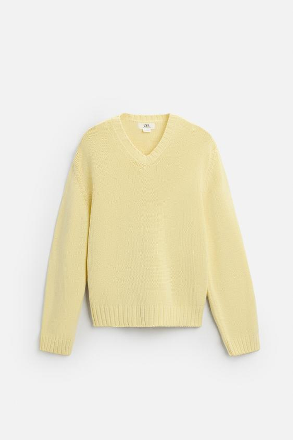 ZARA СВИТЕР С V-ОБРАЗНЫМ ВЫРЕЗОМ, ЖЕЛТЫЙ