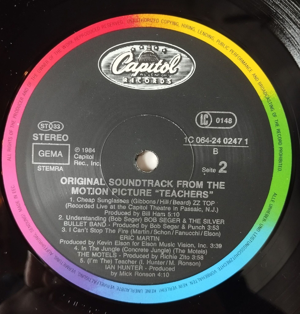 Винтажная виниловая пластинка LP Soundtrack From The Motion Picture Teachers Учителя (Germany 1984)