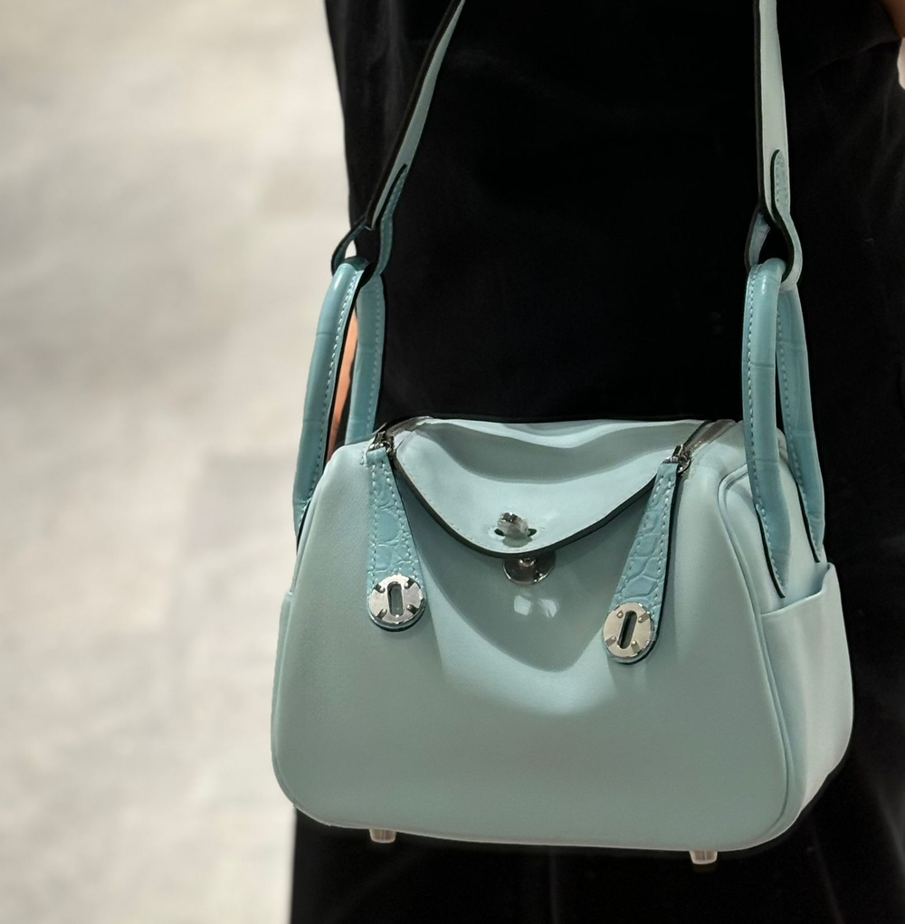 Сумка Hermes частично из кожи крокодила 20 см