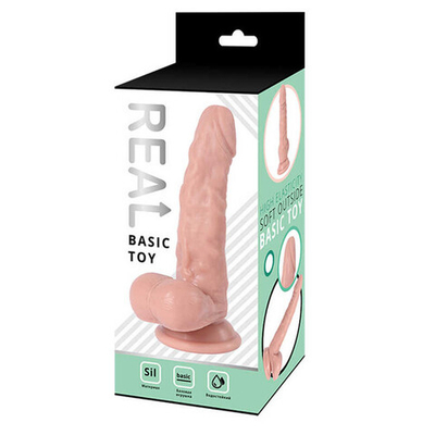 Фаллоимитатор реалистичный с мошонкой на присоске Real (Цвет: телесный)