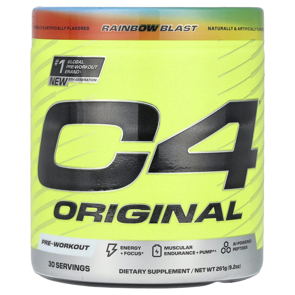 C4 / Cellucor, C4® Original, предтренировочный комплекс, со вкусом радуги, 261 г (9,2 унции)