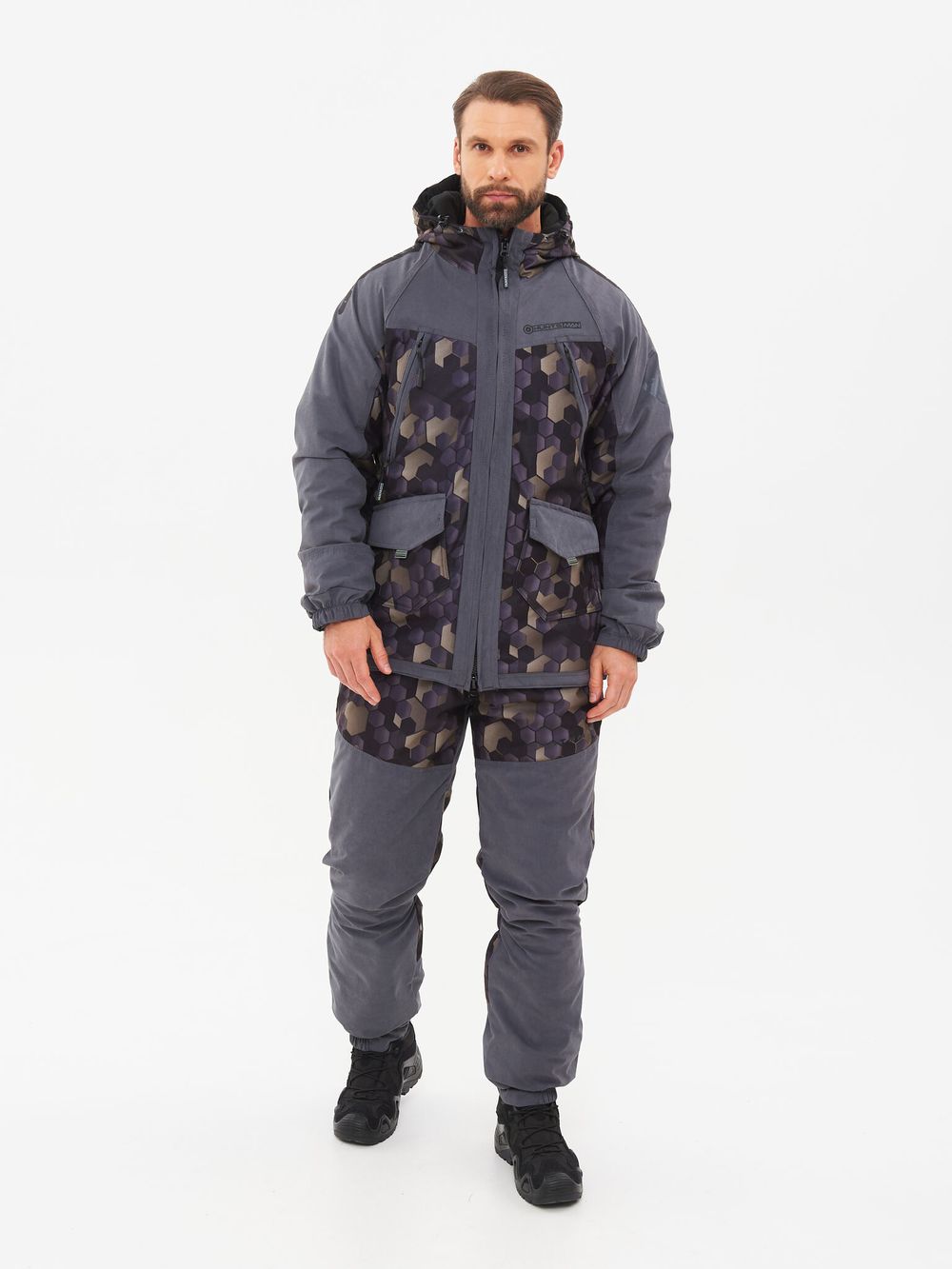 Костюм демисезонный Горка-Люкс ткань Исландия/Алова цвет Серый/КМФ 001
