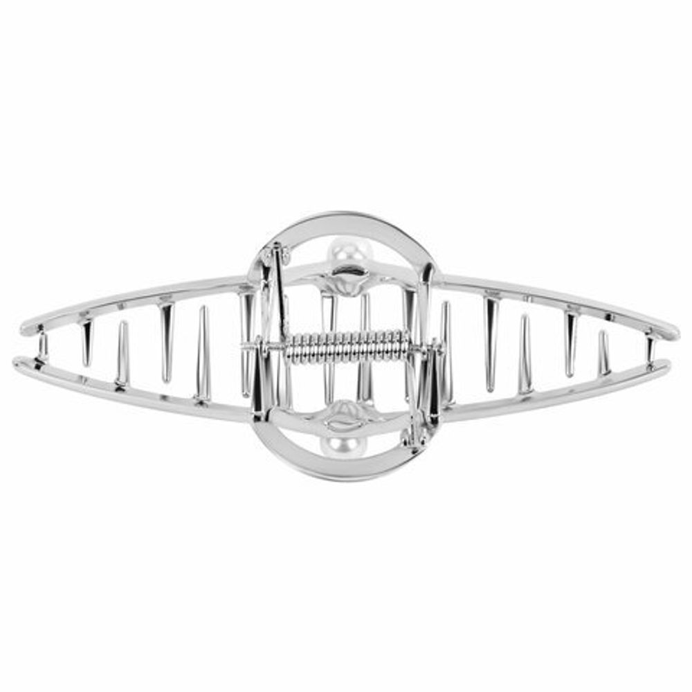 Краб для волос 11 см, с жемчужинкой, серебристый, MONTE VITA, 457017