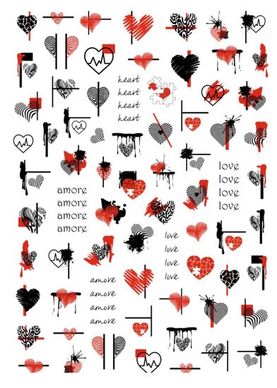 Слайдер-дизайн Crazy Shine Nails mini: Гранж сердца