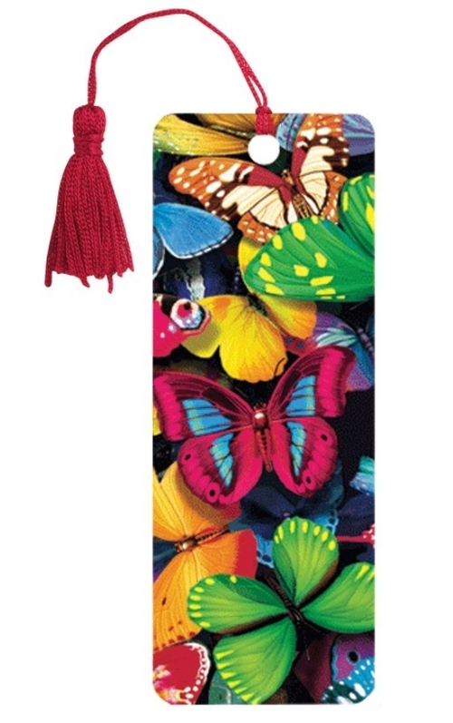 Закладка для книг 3D, BRAUBERG, объемная c движением "Бабочки", с декоративным шнурком-завязкой, 125748