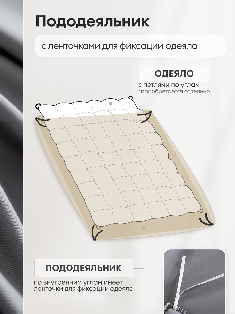 КПБ Однотонный Сатин Элитный на резинке OCER014, Евро, 4 наволочки, простынь 160*200*30