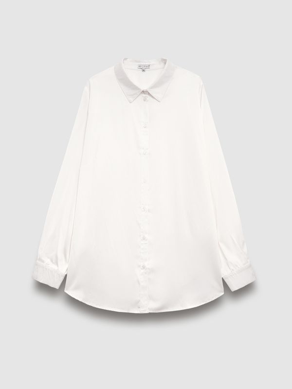 Блузка атласная из вискозы, молочный