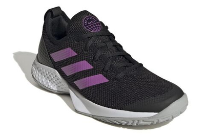 Женские Кроссовки теннисные Adidas Court Flash W - core black/semi pulse lilac/grey two