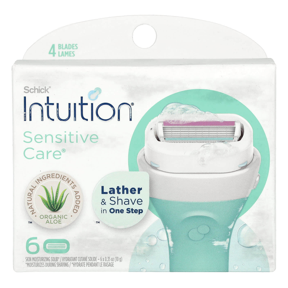 Schick, Intuition, уход за чувствительной кожей, сменные кассеты, 6 шт.