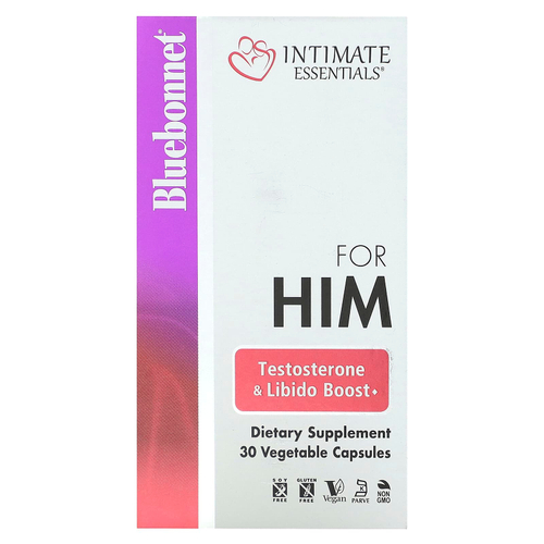 Bluebonnet Nutrition, Intimate Essentials, для него, повышение тестостерона и либидо, 30 вегетарианских капсул