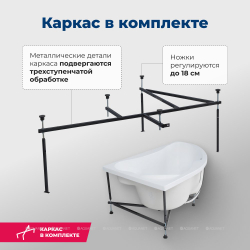 Акриловая ванна Aquanet (Акванет) Capri 160x100 L с каркасом