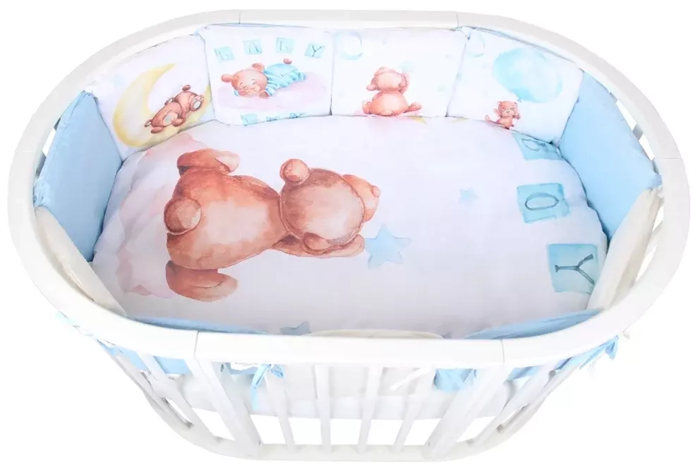 Комплект в кроватку 6-ти предметный "Мир игрушек" (17 пр.подушечки), BABY BOY, поплин