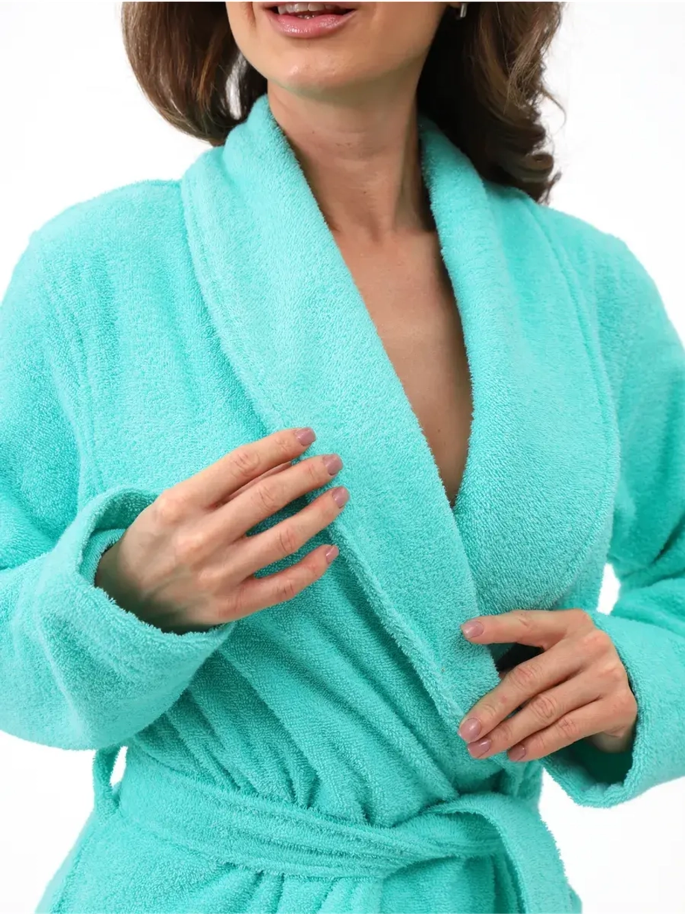 Халат женский махровый "Элит" с воротником шалькой, цвет: 501-Мятный