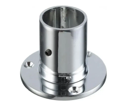 Штангодержатель (фланец) мебельный Высокий для круглой штанги D25 мм, 2 шт., для шкафа и гардероба, металл, хромированное покрытие