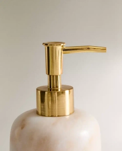 ZARA HOME ДОЗАТОР ДЛЯ МЫЛА С МРАМОРНЫМ УЗОРОМ, ЭКРЮ