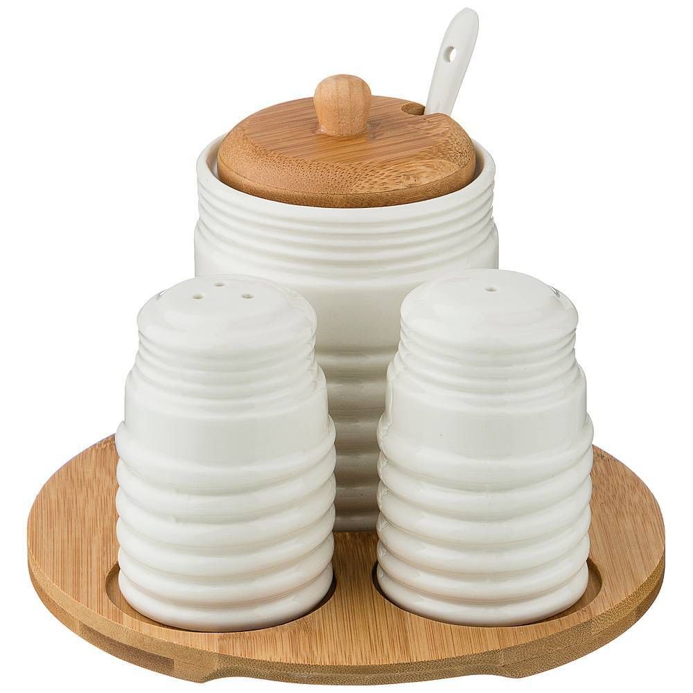 НАБОР ДЛЯ СПЕЦИЙ LEFARD "NATIVE" 2 ПР. + САХАРНИЦА 300 МЛ НА ПОДСТАВКЕ 16,5*16,5*10 СМ (КОР=12НАБ.)