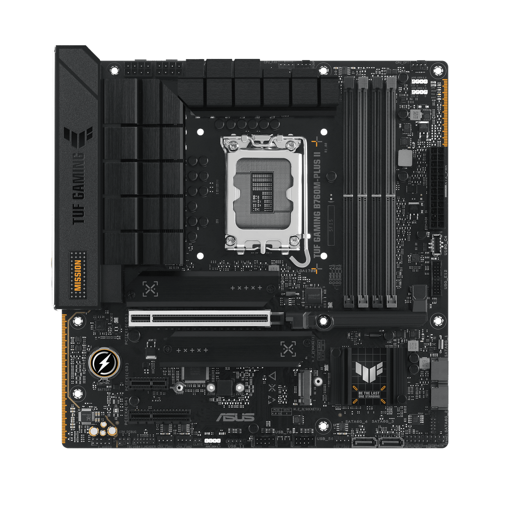 Материнская плата ASUS TUF GAMING B760M-PLUS II, LGA1700 4xDDR5 4xSATA3 3xM.2 RAID HDMI DP mATX