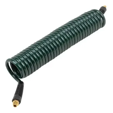 Шланг витой полиуретановый 8мм х 12мм х 7.5м с резьбовыми наконечниками 1/4''(max давление 15бар, раб. t от -20 до +60°С) RockFORCE RF-AHC-48D