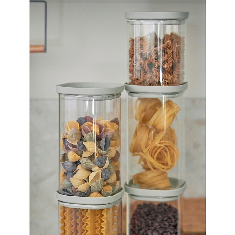 Банка для хранения квадратная Vacuum Glass, 1,5 л, светло-серая