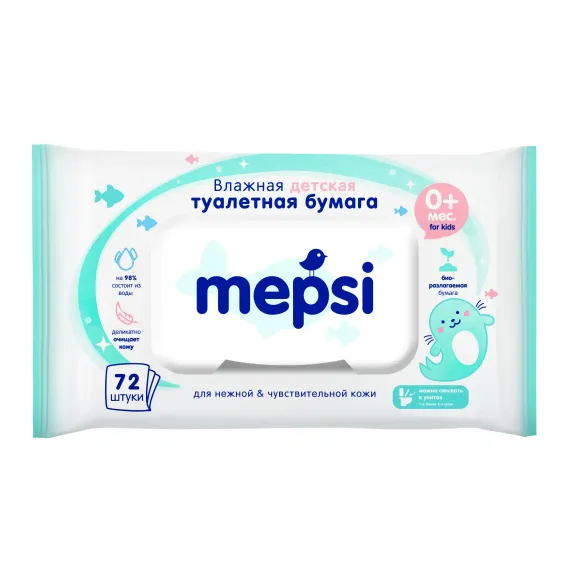 Туалетная бумага влажная Mepsi 72шт 172