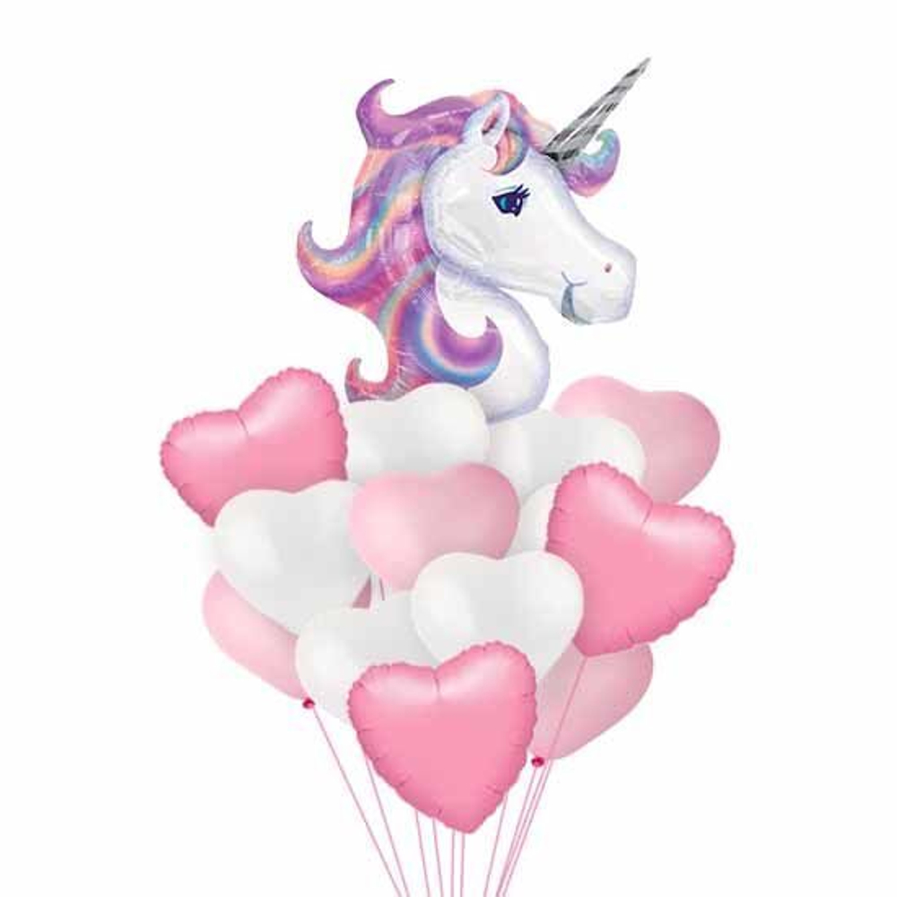 Композиция из розовых шаров "Единорог розовый", для девочки