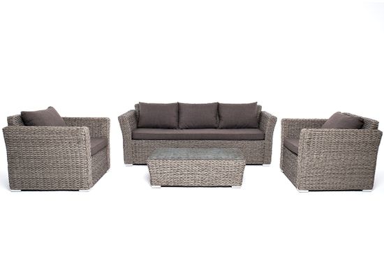 "Капучино" лаунж-зона из искусственного ротанга (гиацинт), цвет серый