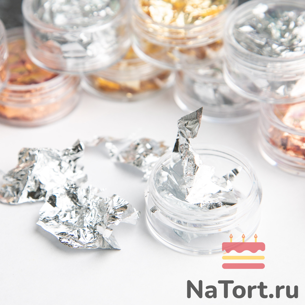 Декоративное серебро - баночка (хлопья)