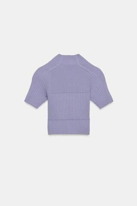ZARA УКОРОЧЕННЫЙ ТОП В РУБЧИК, СИРЕНЕВЫЙ
