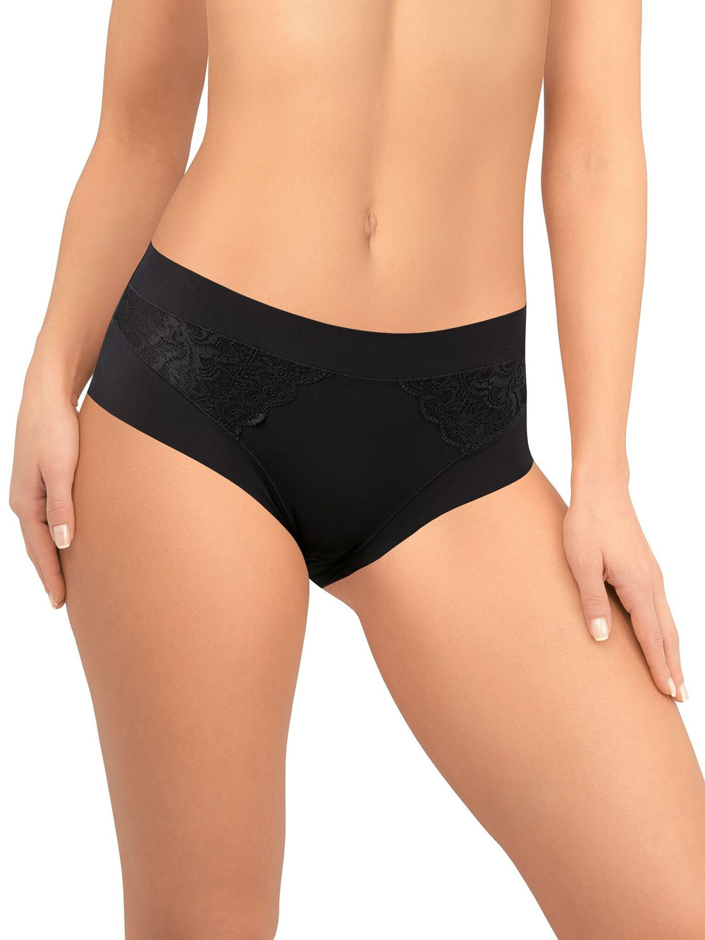 Трусики-макси из микрофибры с кружевными элементами (Размер: XL) (Цвет: бежевый)