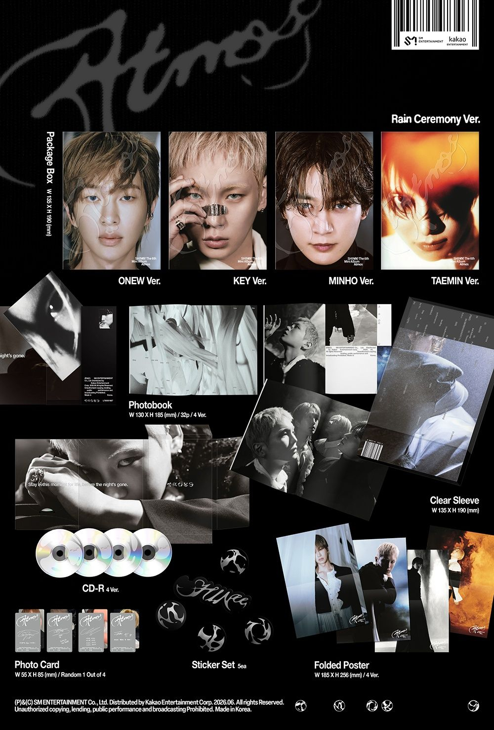 Альбом SHINee - ATMOS 6th Mini Album 5 Version (PRISMIC ATMOS + 4 RAIN CEREMONY) SET