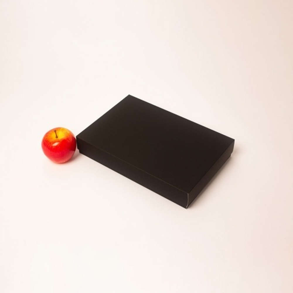 Коробка крышка-дно 30x5x20, черный, картон софт-тач