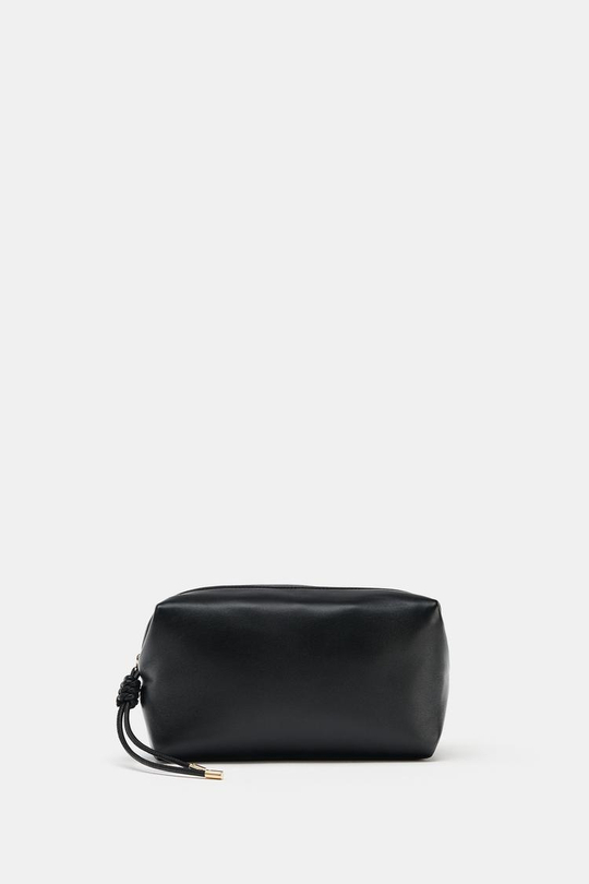 ZARA КОЖАНЫЙ НЕСЕССЕР, ЧЕРНЫЙ