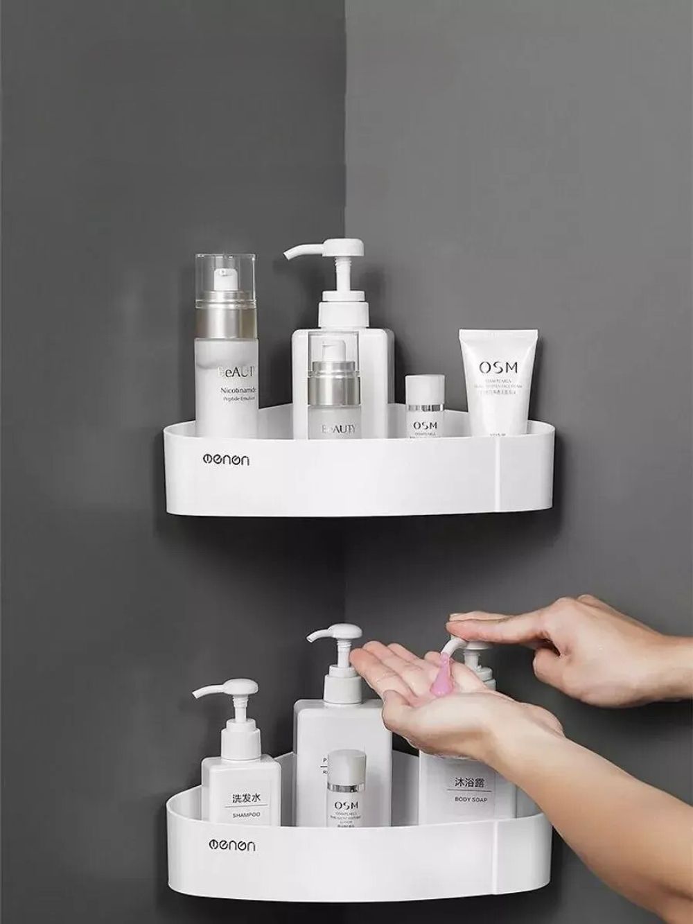 Полка для ванной угловая навесная настенная