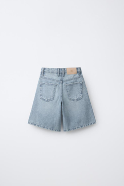 ZARA ДЛИННЫЕ ДЖИНСОВЫЕ ШОРТЫ, СИНИЙ