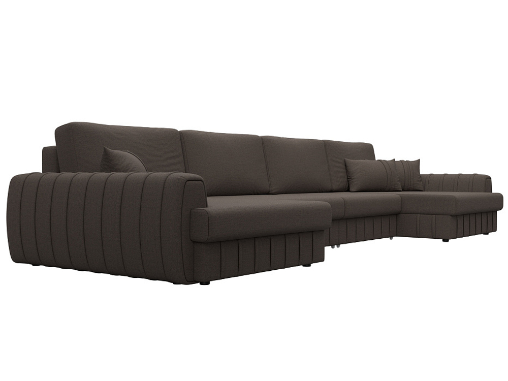 Диван П-образный Лига-057 НПБ Лонг, Амур 05 коричневый, Рогожка, 129322