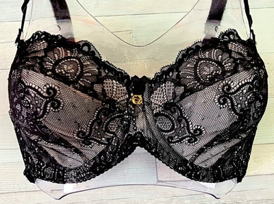 Бюстгальтер plus size на косточках с кружевными мягкими чашками (Размер: 80I) (Цвет: черный)