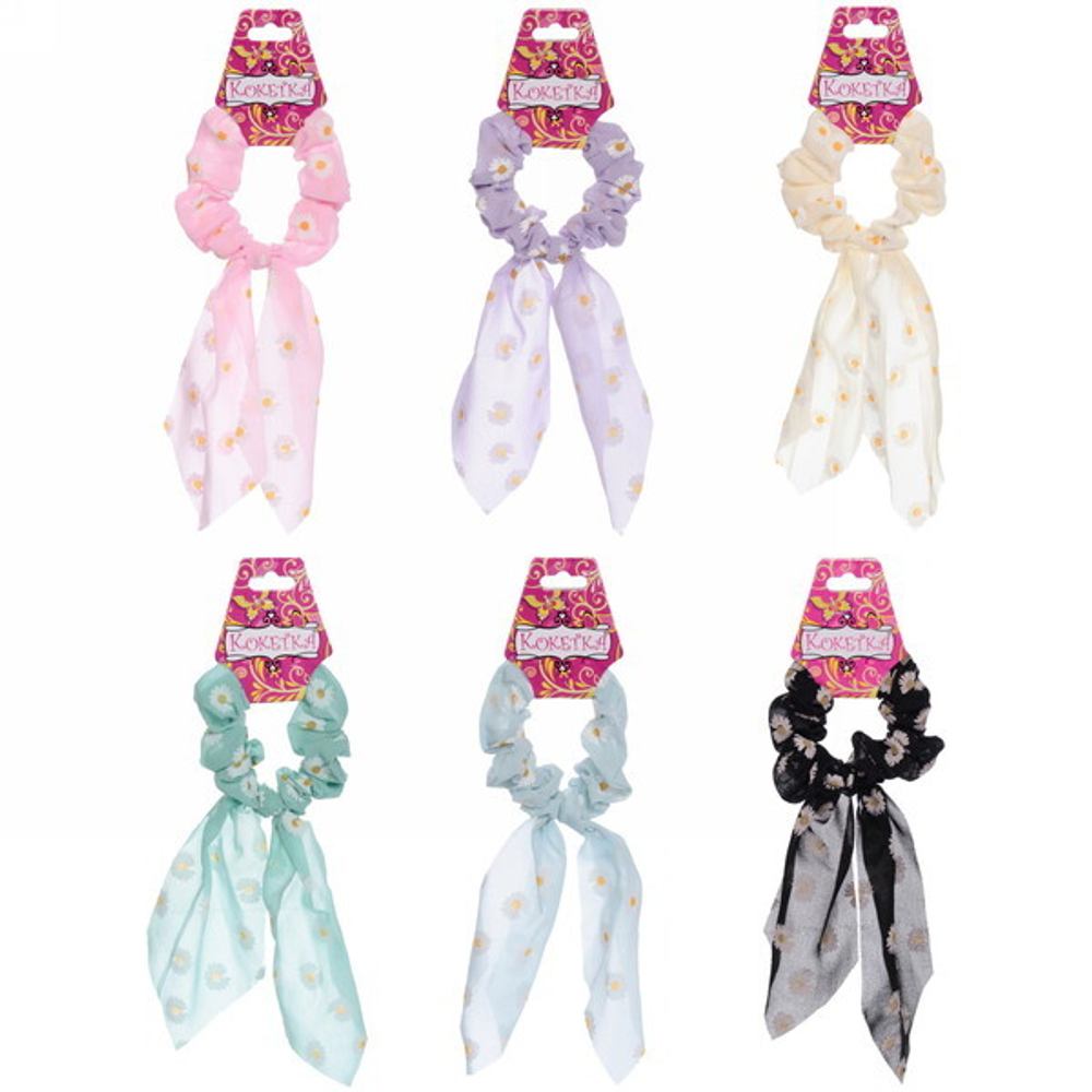 Резинка для волос «Harizma - April»,микс 6 цветов, d-8см, длина ленты 18см