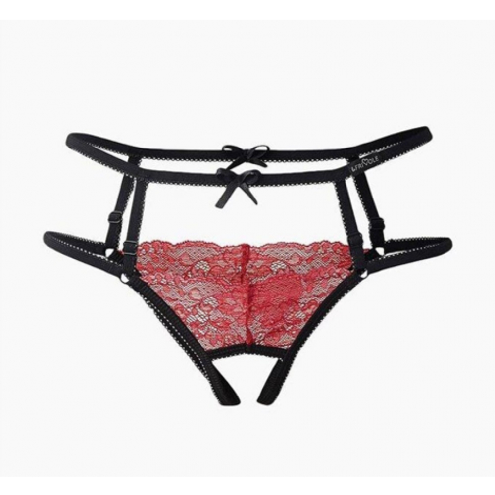 Фривольные трусики с доступом и красным кружевом Easy to love, XS/S, 40-42