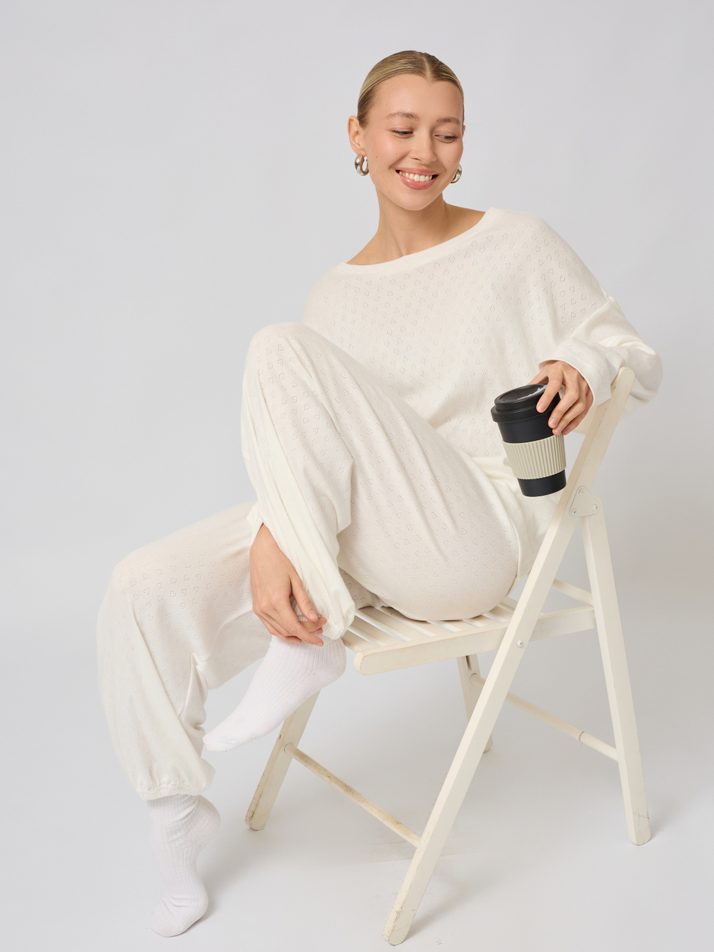 Пижама с брюками и лонгсливом " сердечки"