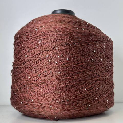 LINETTE PAILLETES - 80% лен, 20% п/а, микропайетки 2мм, ; 450м\100гр; цвет: «коньяк», пайетки серебро