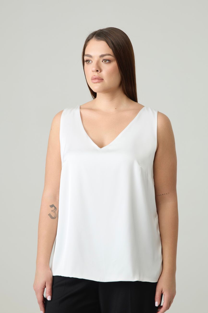 Топ двухслойный на широких бретелях, молочный