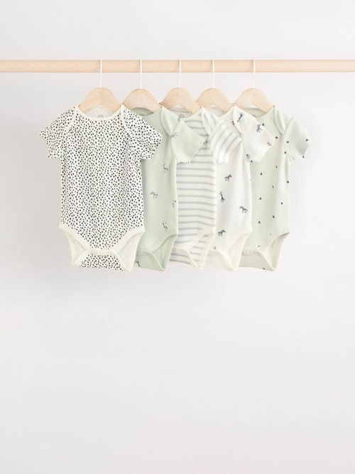 Боди с коротким рукавом для малышей Next E57-523, 5 шт., Молочный, Серый, Мятный