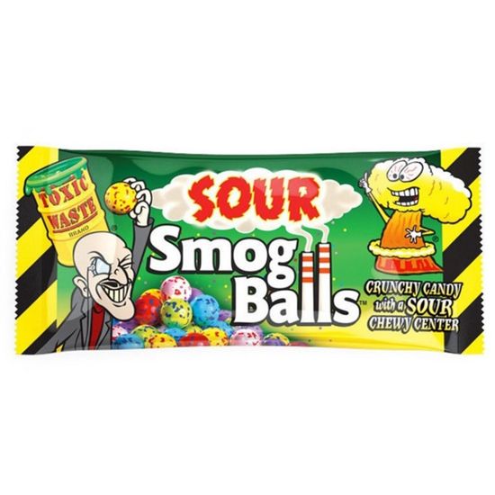 Драже с кислой начинкой Toxic Waste Smog Bolls, 48 г (США)