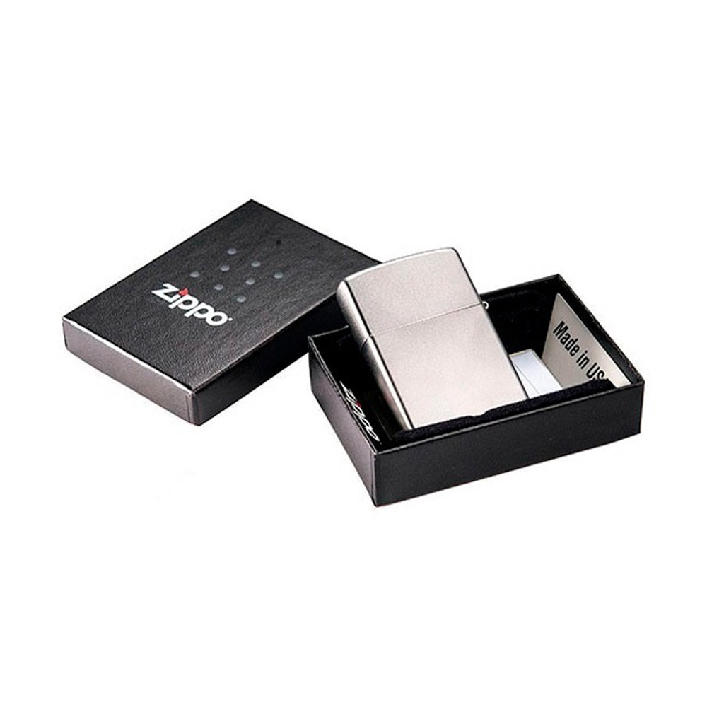 Зажигалка серебристая матовая Zippo с покрытием Satin Chrome
