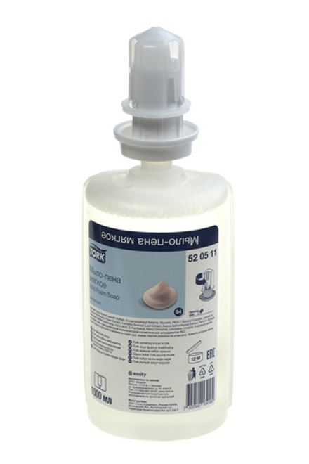 Мыло жидкое S4 прозрачное пенное с ароматом картридж 1000мл Tork мягкое