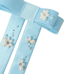 Бант "Мэри" голубой с жемчужным декором