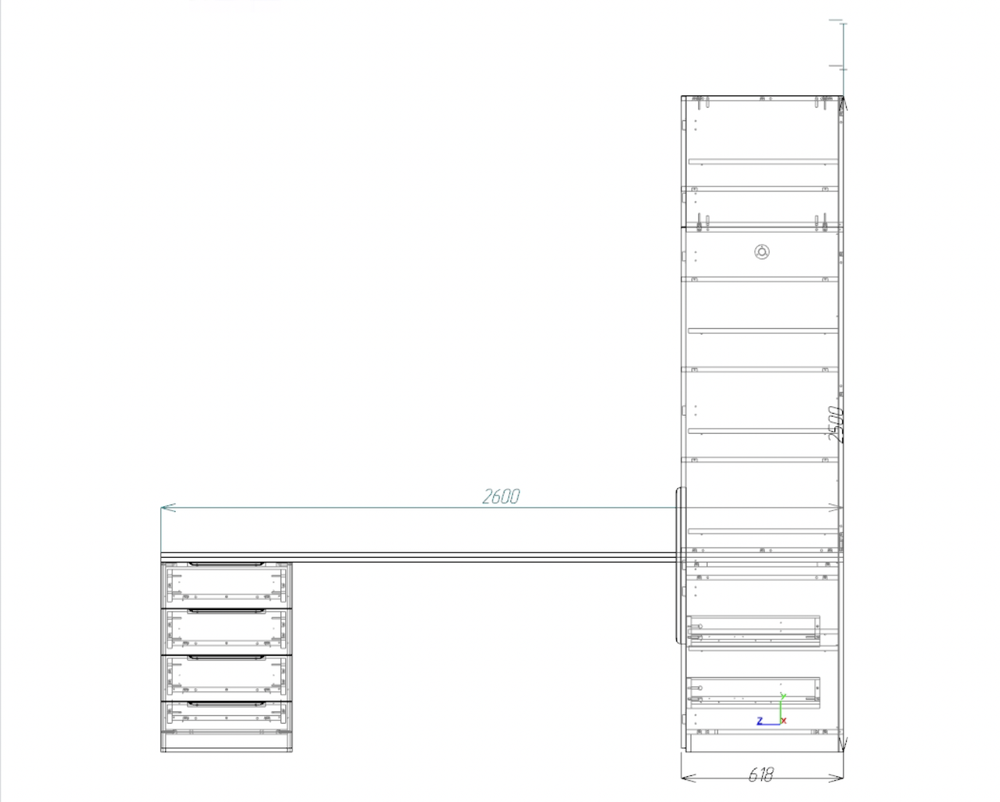 Шкаф модульный угловой 260x230 см SHTABE S170S01+M51 (Кашемир-Кашемир+Каселла)